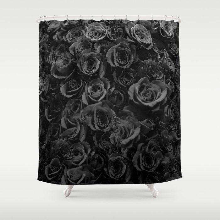 Gothic Rose - Black and White Shower Curtain