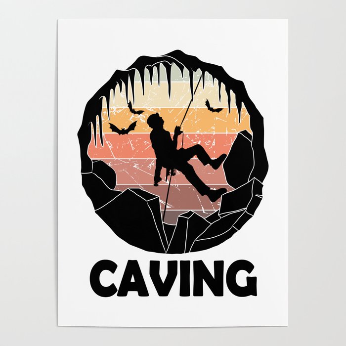 Caving - Spelunking Speleology Vintage Poster