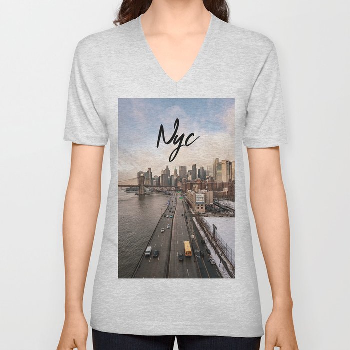 NYC Skyline Photography V Neck T Shirt