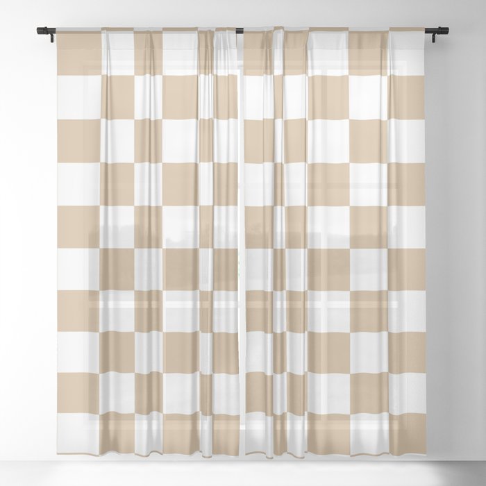Checkered (Tan & White Pattern) Sheer Curtain