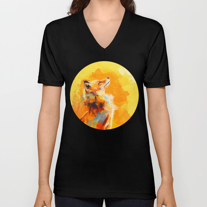 Blissful Light - Fox portrait V Neck T Shirt
