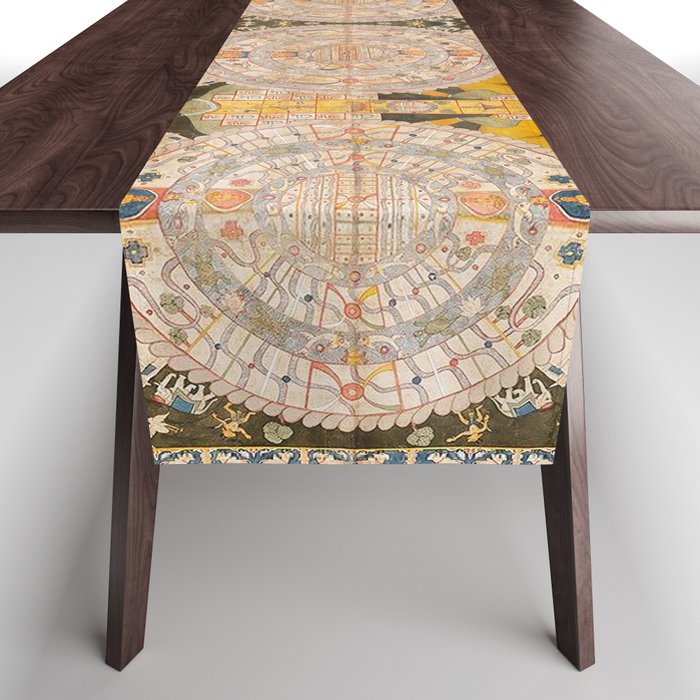 Cosmological Jain Double Mandala Adhaidvipa Table Runner