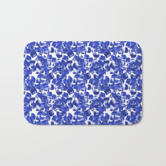 Azia - bright blue painterly abstract brushstrokes painting trendy minimal modern monochrome indigo Bath Mat