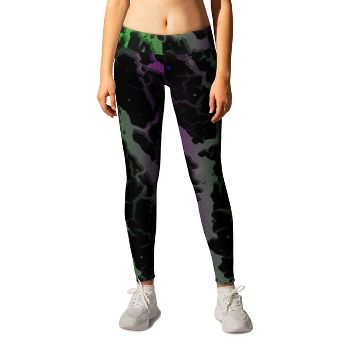 Cracked Space Lava - Green/Purple Leggings