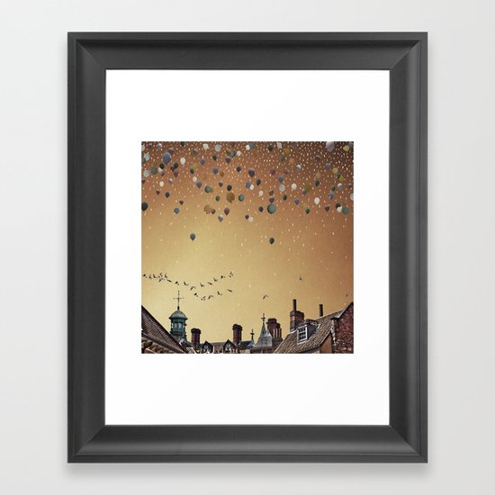 Innumerable wandering balloons Framed Art Print