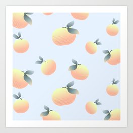 Retro Peach Pattern 80s Art Print