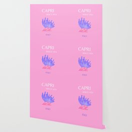 Capri Travel Art, Capri Retro Art, Capri Dolce Vita, Italy, Summer, Modern Art Decor, Pink Wallpaper