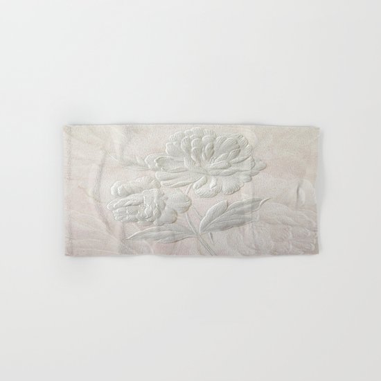 Embossed Painterly White Floral Abstract Hand & Bath Towel