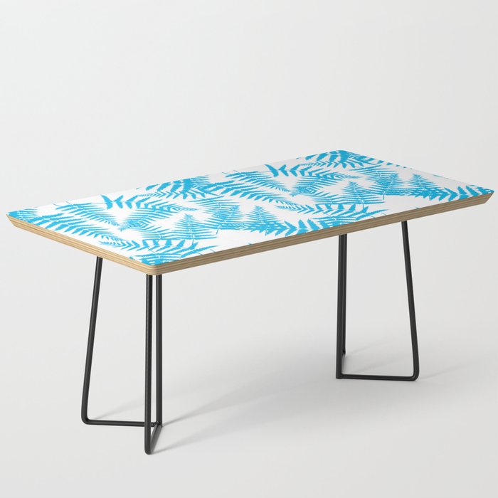 Turquoise Silhouette Fern Leaves Pattern Coffee Table