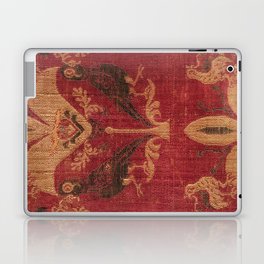 Antique Distressed Red Silk with Palmettes and Birds Laptop Skin