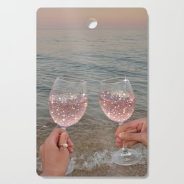 Wine Glass Glitter Sunset Drinks  Cutting Board