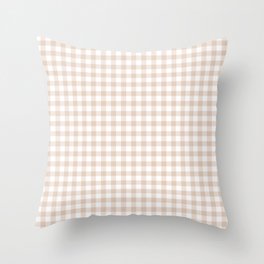 Beige Gingham Pattern Throw Pillow
