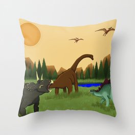Dinosaurs at Dusk Throw Pillow