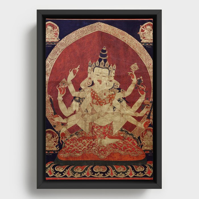 Guhyasamaja Buddhist Deity Akshobhyavajra 1600s Framed Canvas