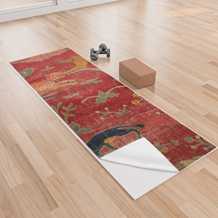 Animal Grotesques Mughal Carpet Fragment Digital Painting Yoga Towel