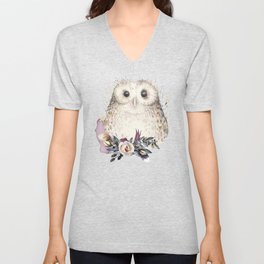 Boho Illustration- Be Wise Little Owl V Neck T Shirt