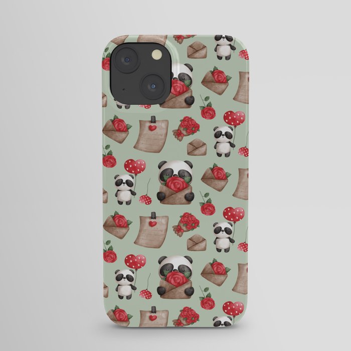 Cute Valentine's Day Panda Bear Pattern iPhone Case