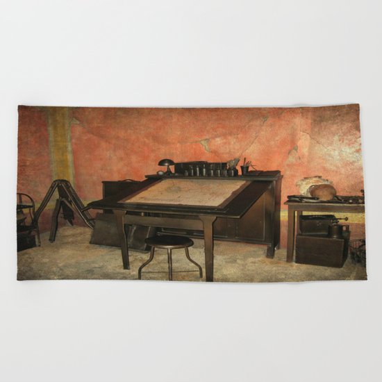 Antique Nautical Desk Beach Towel