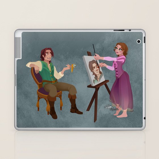 Tangled Rapunzel Short Brown Hair And Flynn Rider Laptop Ipad