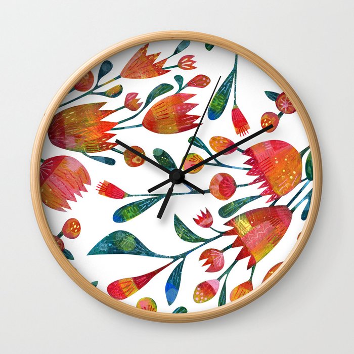 Buds and Flowers Wall Clock