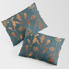 Art Deco Copper Flowers  Pillow Sham