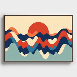  Vibrant Waves Harmoniously Cascading Abstract Nature Art In Retro 70s & 80s Color Palette Framed Canvas