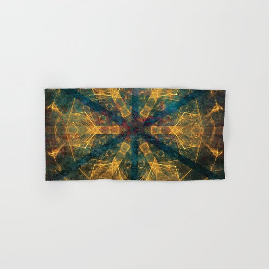 Tribal mandala in blue and gold Hand & Bath Towel