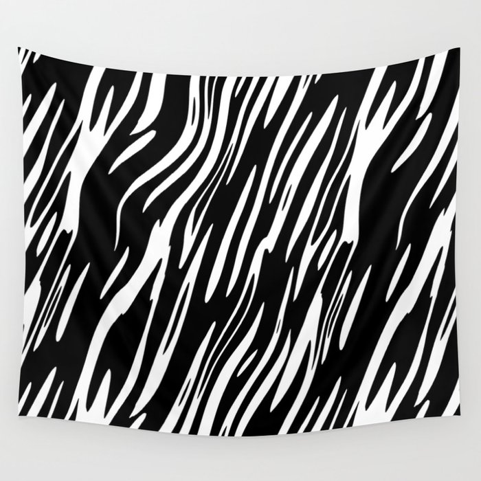 Black And White Abstract Animal Print Minimalistic Design Wall Tapestry