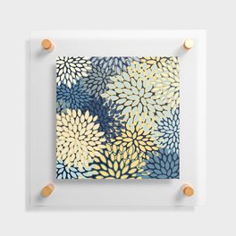 Modern Floral Yellow and Blue Art Floating Acrylic Print