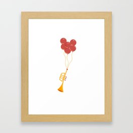 Flying instrument and balloons - Trumpet Framed Art Print