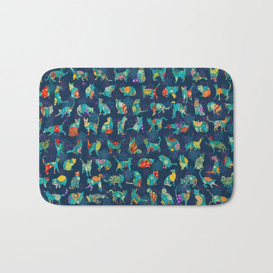 Colorful Christmas cats Bath Mat