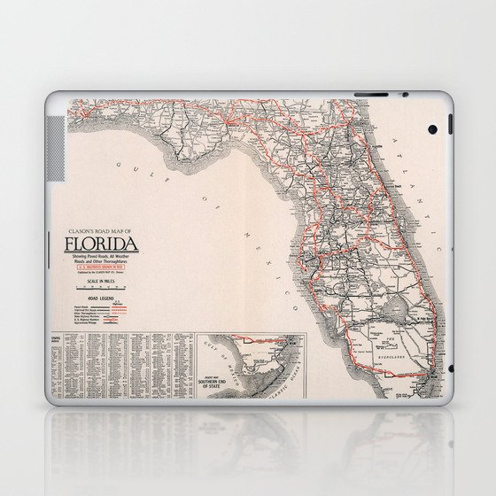 Old road map of florida united states of america Laptop & iPad Skin