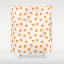 Aesthetic Peach Orange Retro Flowers Shower Curtain