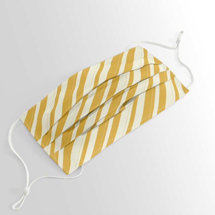 Beige & Goldenrod Colored Pattern of Stripes Face Mask