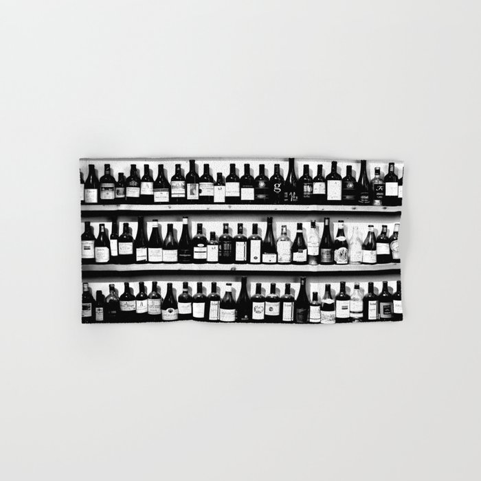 Wine Bottles In Black And White Society6 Decor Hand Bath Towel