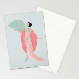 Art Deco lady with a fan  Stationery Card