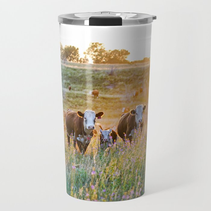 Nebraska Hereford Cattle Sunset Travel Mug