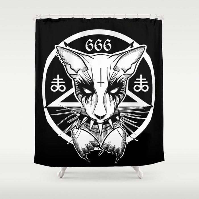 Black Metal Cat Shower Curtain