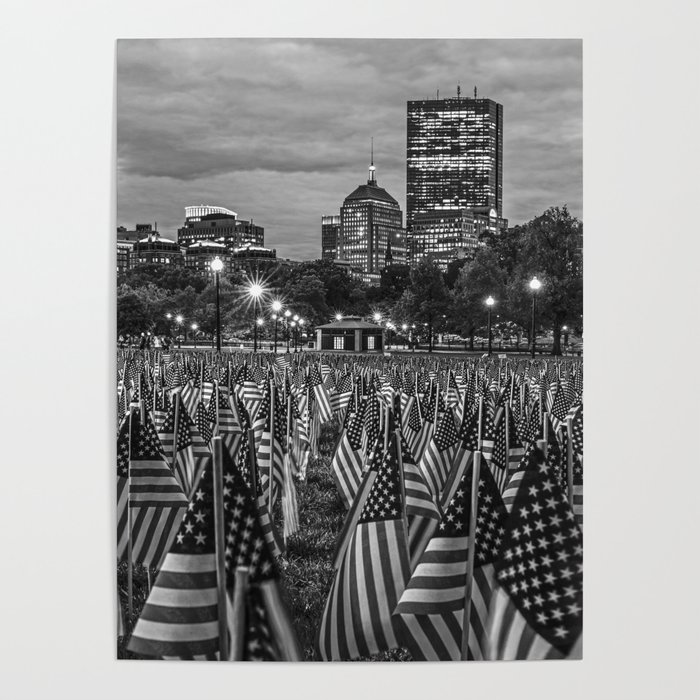 Boston Common Memorial Day Flags Boston Massachusetts Poster