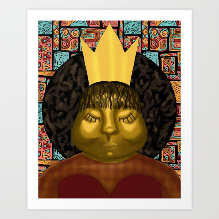 Crowned Afro African Queen  Art Print