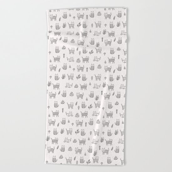 Doodle cats Beach Towel
