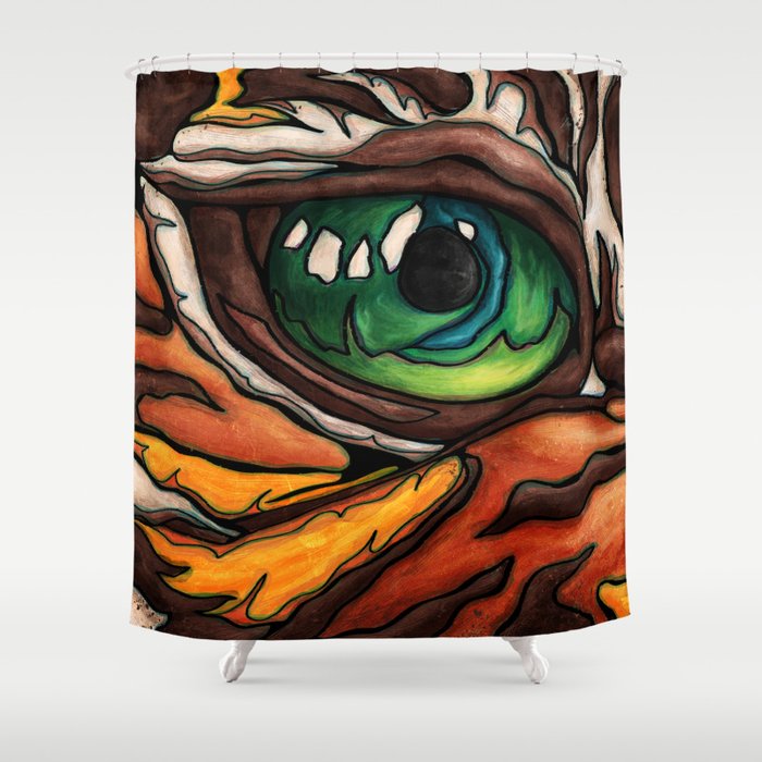 Roaring tiger eye painting, bright bengal tiger Shower Curtain