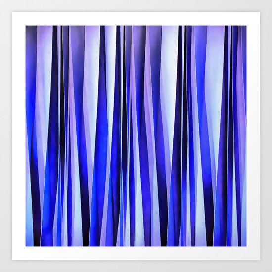 Peace and Harmony Blue Striped Abstract Pattern Art Print