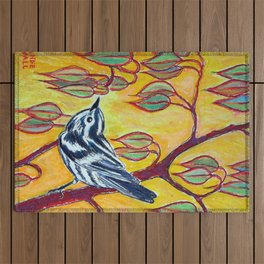 Black and White Warbler Outdoor Rug