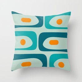 Mid Century Modern Piquet Pattern Teal Aqua Orange Throw Pillow