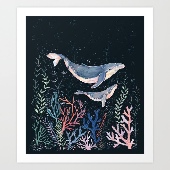 Whales and Coral Art Print