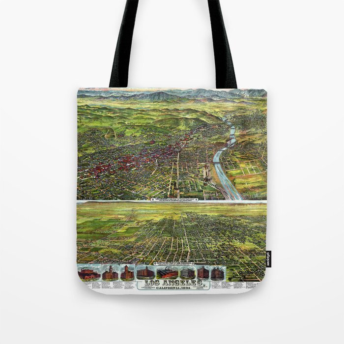 Los Angeles-California-United States-1894 vintage pictorial map-pictorial illustration-drawing Tote Bag