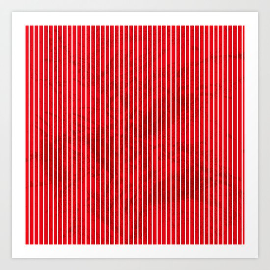 Red grunge stripes on white background Art Print