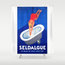 Vintage Bath Poster Seldalgue  Shower Curtain