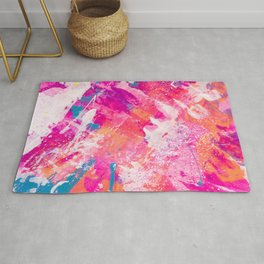Vibrant Colorful Abstract Splatter Painting with Glitter Area & Throw Rug